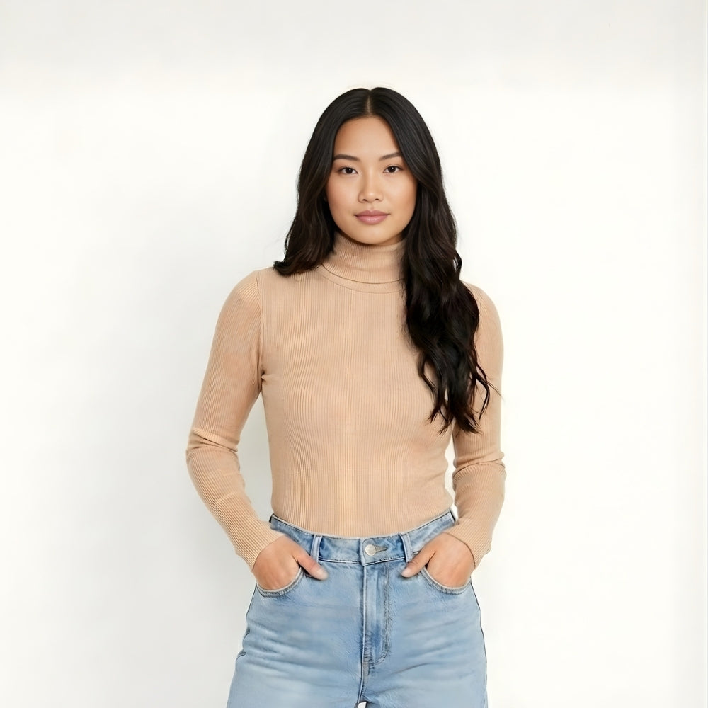 Long-Sleeve Ribbed Turtleneck